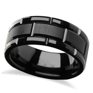 Triton BRUSHED CENTER AND BEVELED CARBIDE BLACK TUNGSTEN BAND